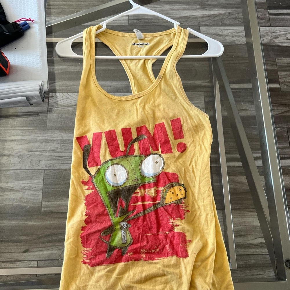 Nickelodeon Yellow Tank Top with Green Cartoon Character